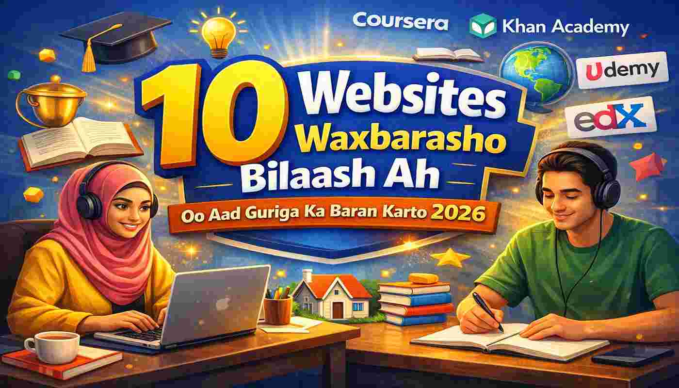 10 Website oo Waxbarasho Bilaash ah oo Aad Guriga Ka Baran Karto 2026